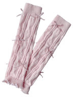 Gold bow leg warmers in pink, balletcore accessory by Angel Ruche