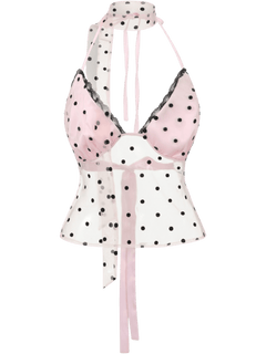 Dottie polka dot mesh halter top, coquette top by Angel Ruche