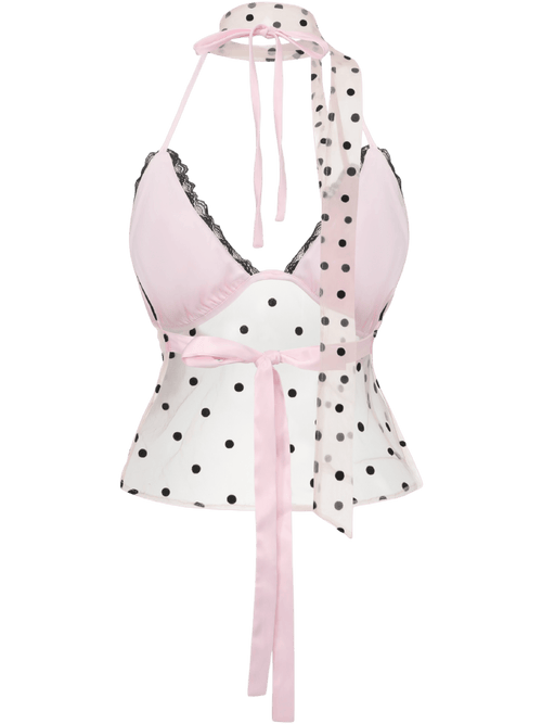 Dottie polka dot mesh halter top by Angel Ruche, photo 3