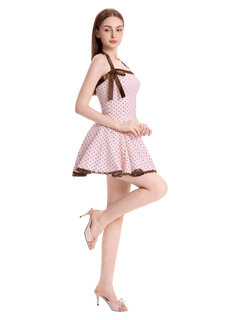 Dolly polka dot dress with petticoat in pink mocha by Angel Ruche, photo 12