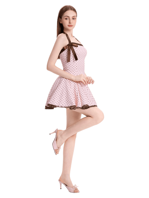 Dolly polka dot dress with petticoat in pink mocha by Angel Ruche, photo 12