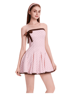 Dolly polka dot dress with petticoat in pink mocha by Angel Ruche, photo 3