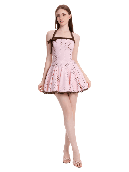 Dolly polka dot dress with petticoat in pink mocha by Angel Ruche, photo 14