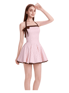 Dolly polka dot dress with petticoat in pink mocha by Angel Ruche, photo 15