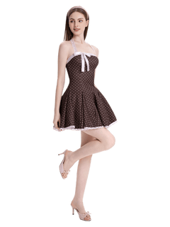 Dolly polka dot dress with petticoat in chocolate by Angel Ruche, photo 13