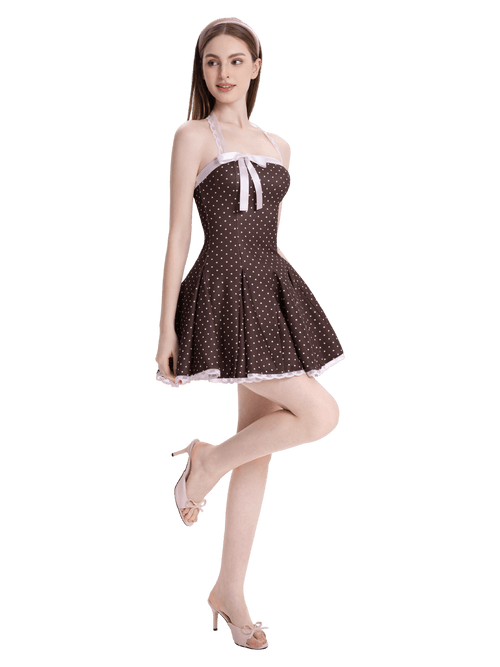 Dolly polka dot dress with petticoat in chocolate by Angel Ruche, photo 13