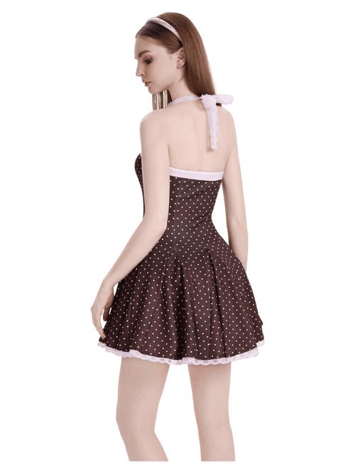 Dolly polka dot dress with petticoat in chocolate by Angel Ruche, photo 14
