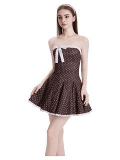 Dolly polka dot dress with petticoat in chocolate by Angel Ruche, photo 3