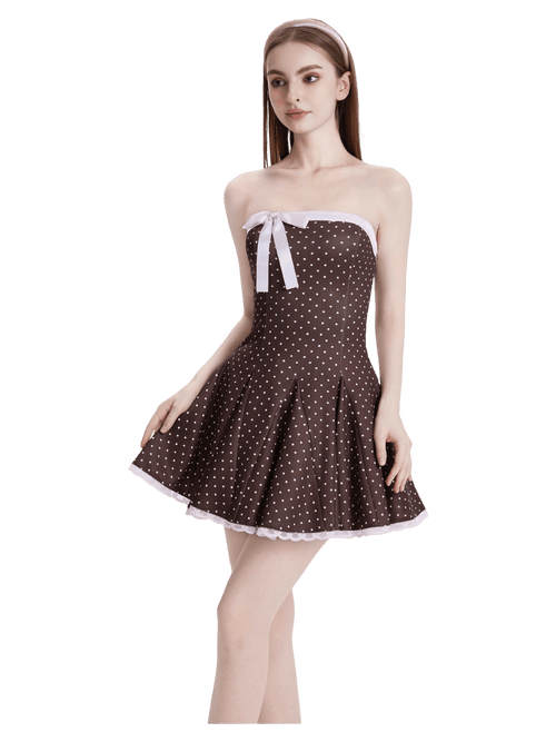 Dolly polka dot dress with petticoat in chocolate by Angel Ruche, photo 3