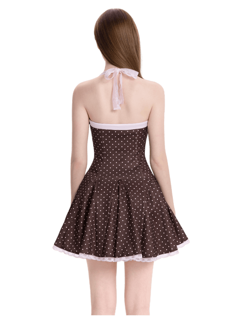 Dolly polka dot dress with petticoat in chocolate by Angel Ruche, photo 15