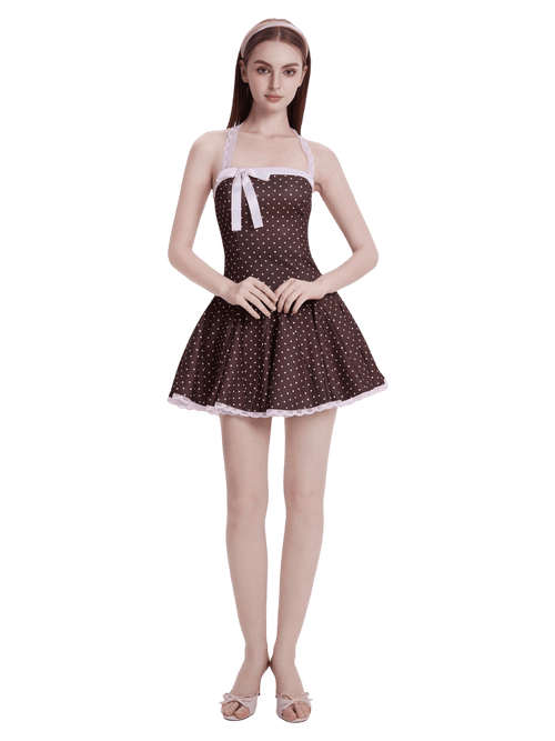 Dolly polka dot dress with petticoat in chocolate by Angel Ruche, photo 11