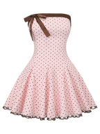 Dolly polka dot dress with petticoat in pink mocha, dollette aesthetic by Angel Ruche