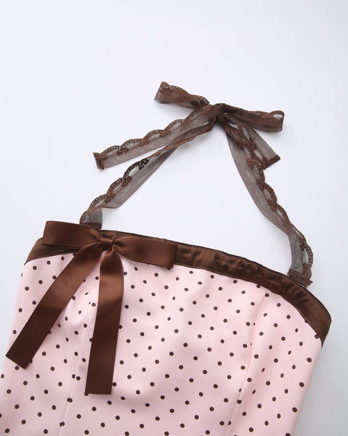 Dolly polka dot dress with petticoat in pink mocha by Angel Ruche, photo 23