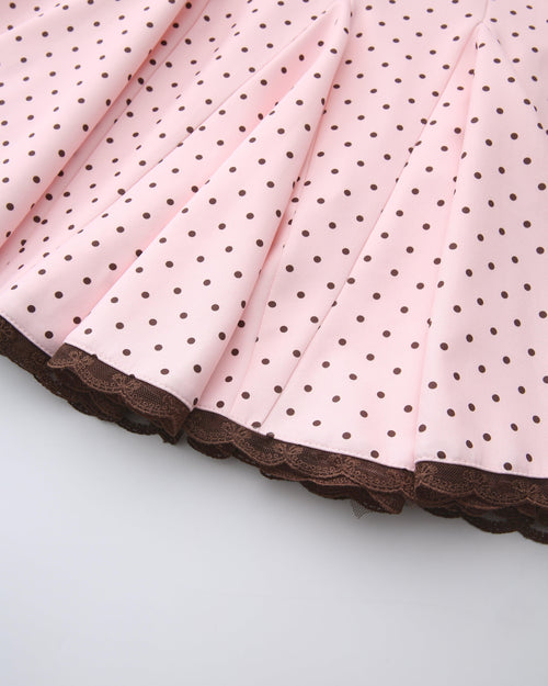 Dolly polka dot dress with petticoat in pink mocha by Angel Ruche, photo 26