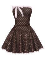 Dolly polka dot dress with petticoat in chocolate brown, dollette aesthetic by Angel Ruche