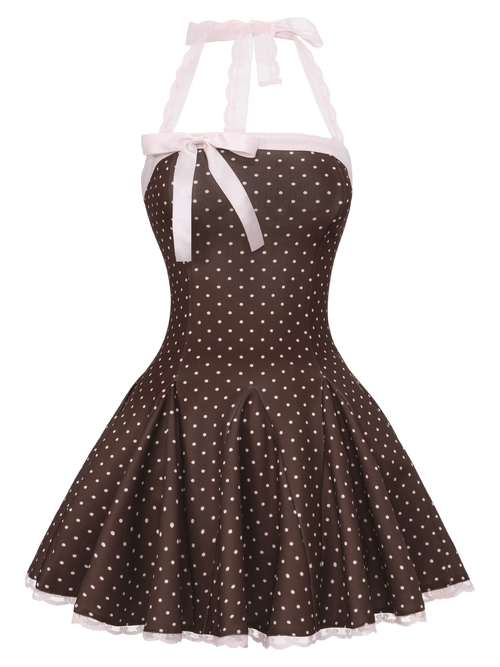 Dolly polka dot dress with petticoat in chocolate by Angel Ruche, photo 9