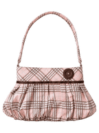 Girly Plaid pleated button bag in pink, coquette accessory by Angel Ruche