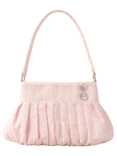 Coquette cotton eyelet shell button bag in pink, coquette accessory by Angel Ruche