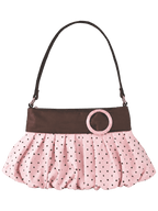 Dolly polka dot bag in pink mocha, coquette accessory by Angel Ruche