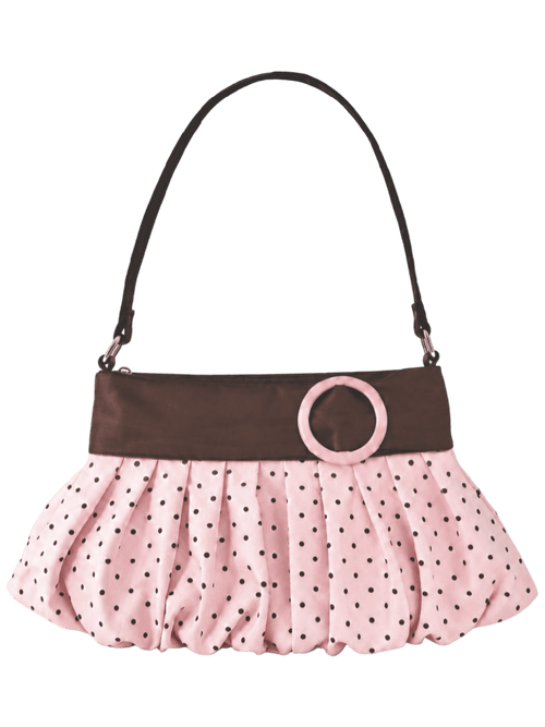 Dolly polka dot bag in pink mocha, coquette accessory by Angel Ruche