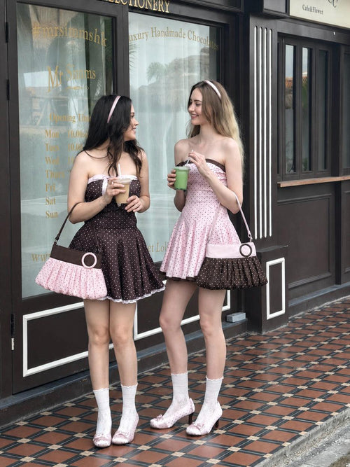 Dolly polka dot bag in pink mocha by Angel Ruche, photo 2