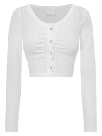 Coquette frilly cotton shell cardigan in white, coquette top by Angel Ruche
