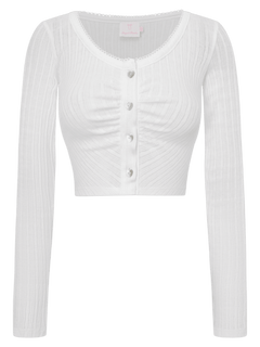 Coquette frilly cotton shell cardigan in white, coquette top by Angel Ruche