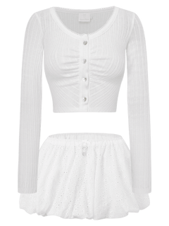 Coquette cotton eyelet bubble skirt in white by Angel Ruche, photo 8