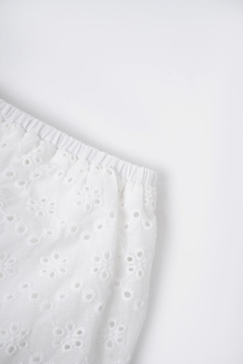 Coquette cotton eyelet bubble skirt in white by Angel Ruche, photo 12