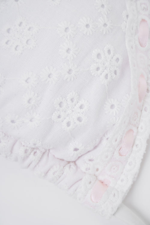Coquette cotton eyelet bikini top in white by Angel Ruche, photo 9