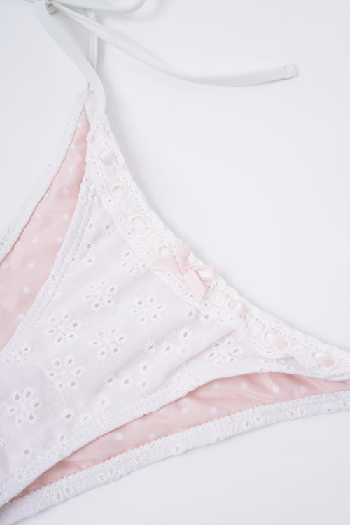 Coquette cotton eyelet bikini bottom in white by Angel Ruche, photo 9