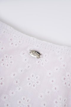 Coquette cotton eyelet bikini bottom in white by Angel Ruche, photo 12