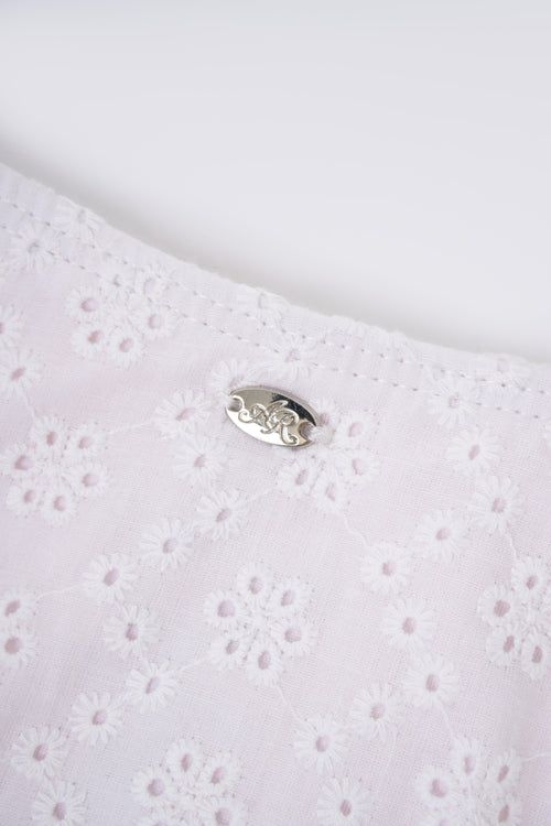 Coquette cotton eyelet bikini bottom in white by Angel Ruche, photo 12