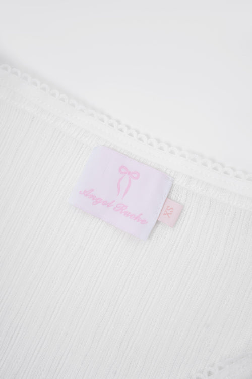 Coquette frilly cotton shell cardigan in white by Angel Ruche, photo 11