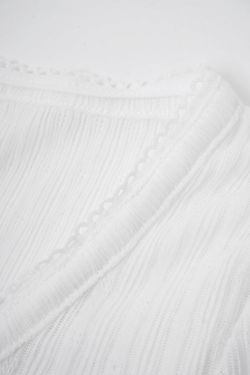 Coquette frilly cotton shell cardigan in white by Angel Ruche, photo 12