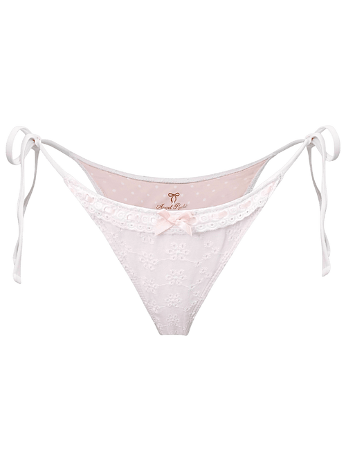 Coquette cotton eyelet bikini bottom in white, coquette swimwear by Angel Ruche