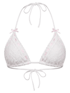 Coquette cotton eyelet bikini top in white, coquette swimwear by Angel Ruche