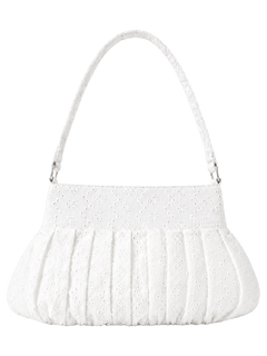 Coquette eyelet shell button bag in white by Angel Ruche, photo 3
