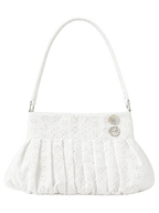 Coquette cotton eyelet shell button bag in white, coquette accessory by Angel Ruche