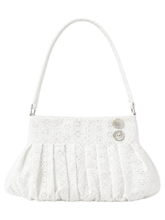 Coquette cotton eyelet shell button bag in white, coquette accessory by Angel Ruche