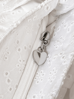 Coquette eyelet shell button bag in white by Angel Ruche, photo 6