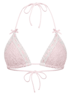 Coquette cotton eyelet bikini top in pink, coquette swimwear by Angel Ruche