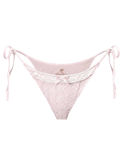 Coquette cotton eyelet bikini bottom in pink, coquette swimwear by Angel Ruche