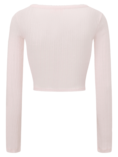 Coquette frilly cotton shell cardigan in pink by Angel Ruche, photo 15