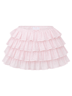 Coquette cotton eyelet ruffles skirt in pink, coquette skirt by Angel Ruche