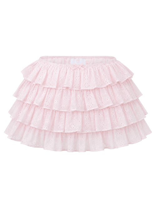 Coquette cotton eyelet ruffles skirt in pink, coquette skirt by Angel Ruche