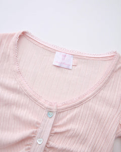 Coquette frilly cotton shell cardigan in pink by Angel Ruche, photo 7