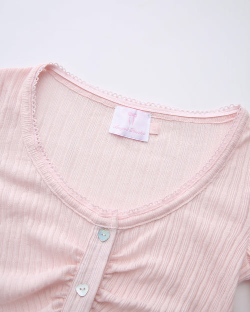 Coquette frilly cotton shell cardigan in pink by Angel Ruche, photo 7
