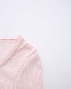 Coquette frilly cotton shell cardigan in pink by Angel Ruche, photo 12