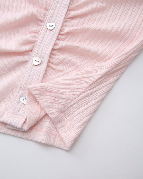 Coquette frilly cotton shell cardigan in pink by Angel Ruche, photo 8